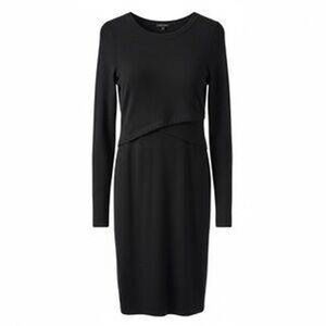 EXPRESS NWT Black‎ Long Sleeve Faux Wrap Front Knit Midi Dress Size S